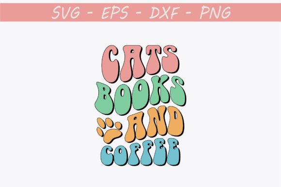 Cats Books and Coffee Retro Svg Design Review